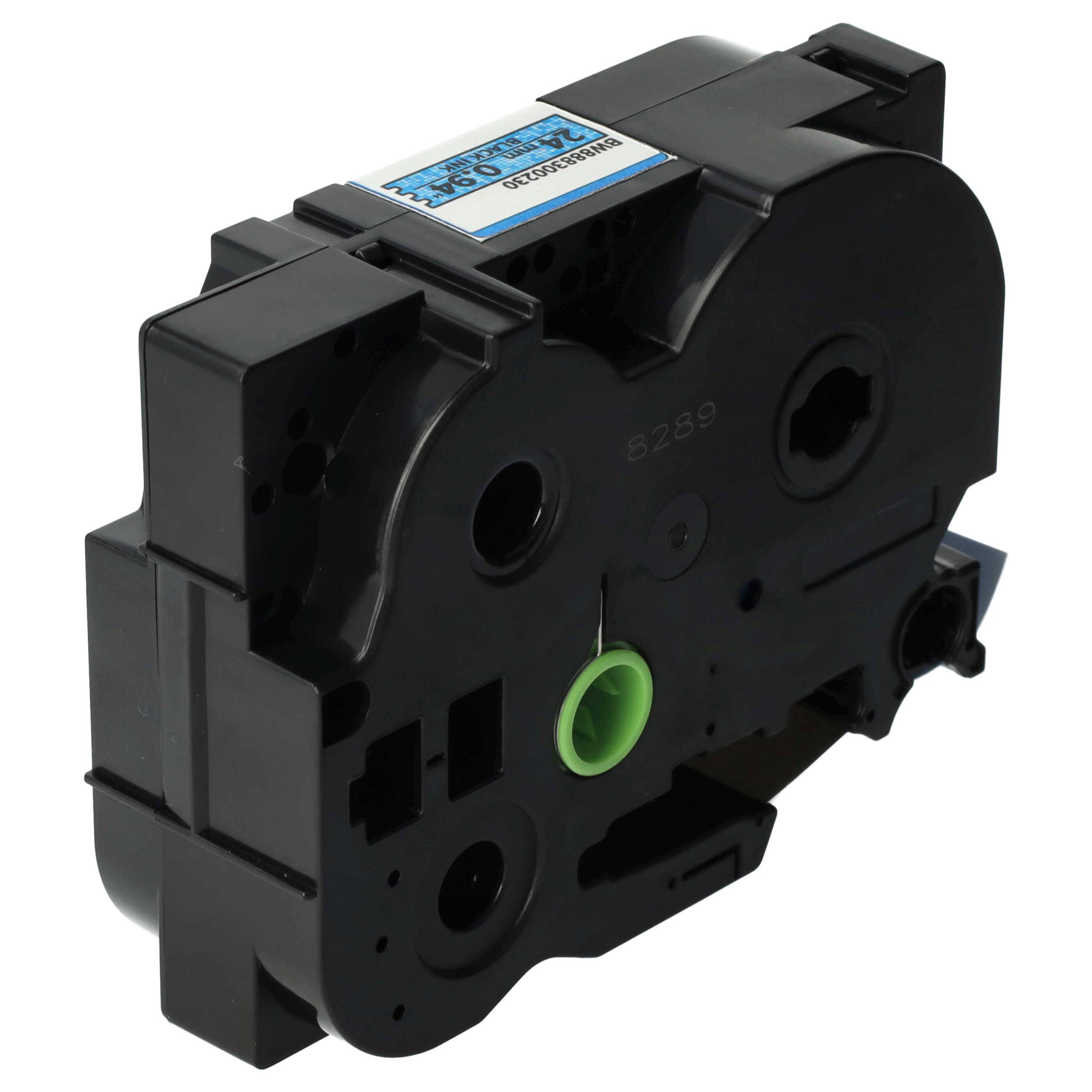 vhbw Schriftband-Kassette kompatibel mit Brother PT 9700PC, E500, 9800PCN, E550W, 9500pc Etiketten-Drucker 8m x 24mm Schwarz auf Blau, Laminiert