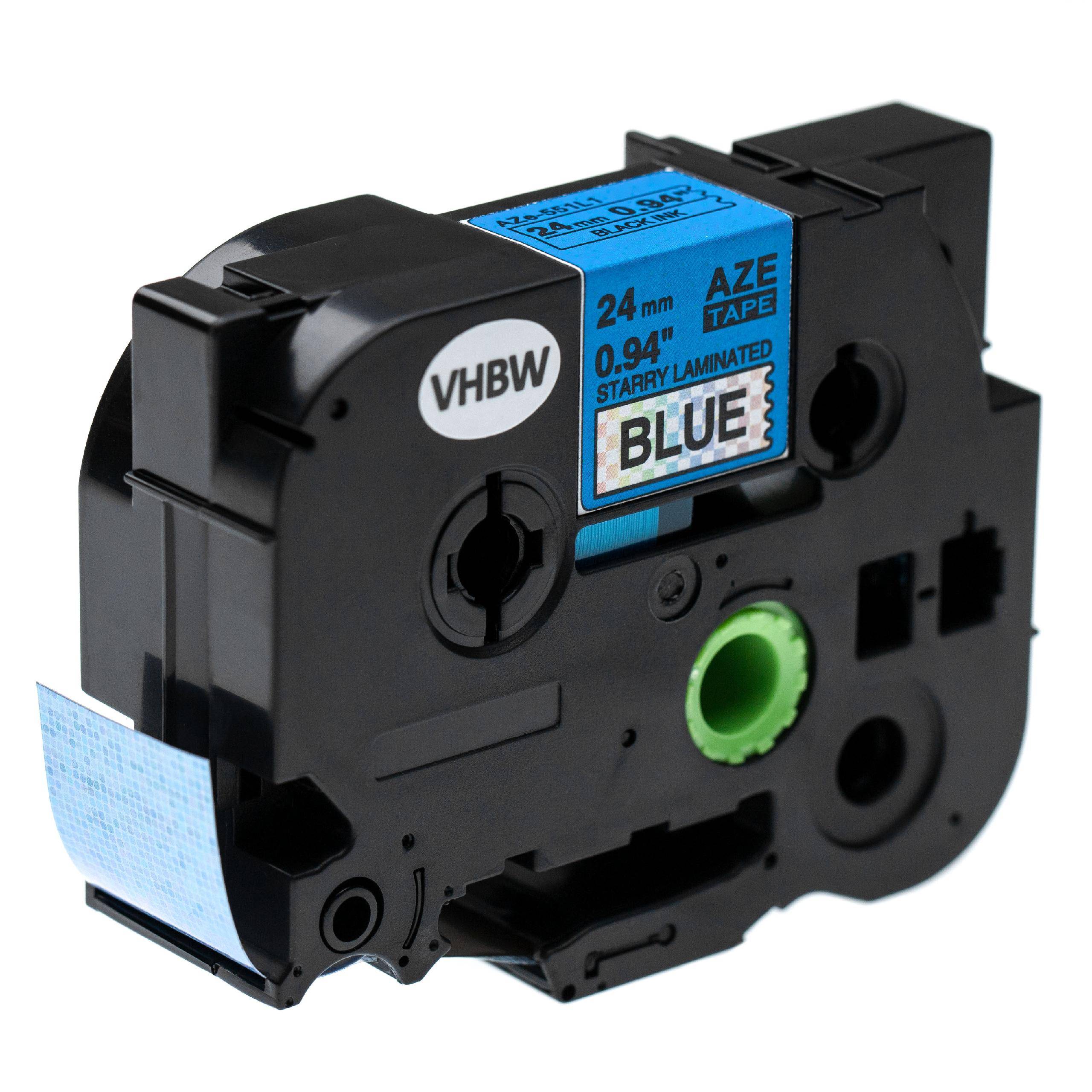 vhbw Schriftband Kassette Ersatz für Brother TZE-551L1 für Etiketten-Drucker 24mm schwarz auf blau