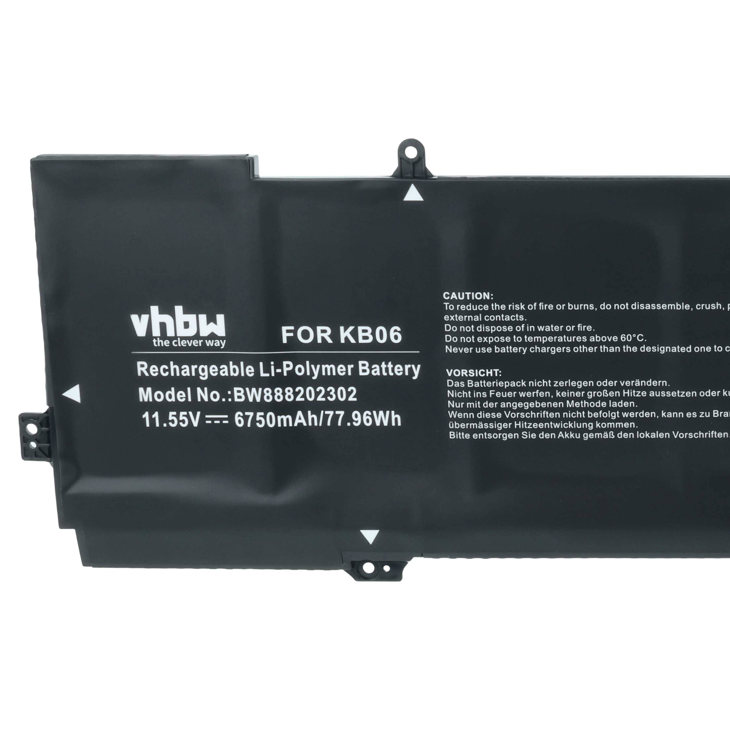 vhbw Akku kompatibel mit HP Spectre x360 15-bl050sa, 15-bl051na, 15-bl051sa Notebook (6750mAh, 11.55V, Li-Polymer)