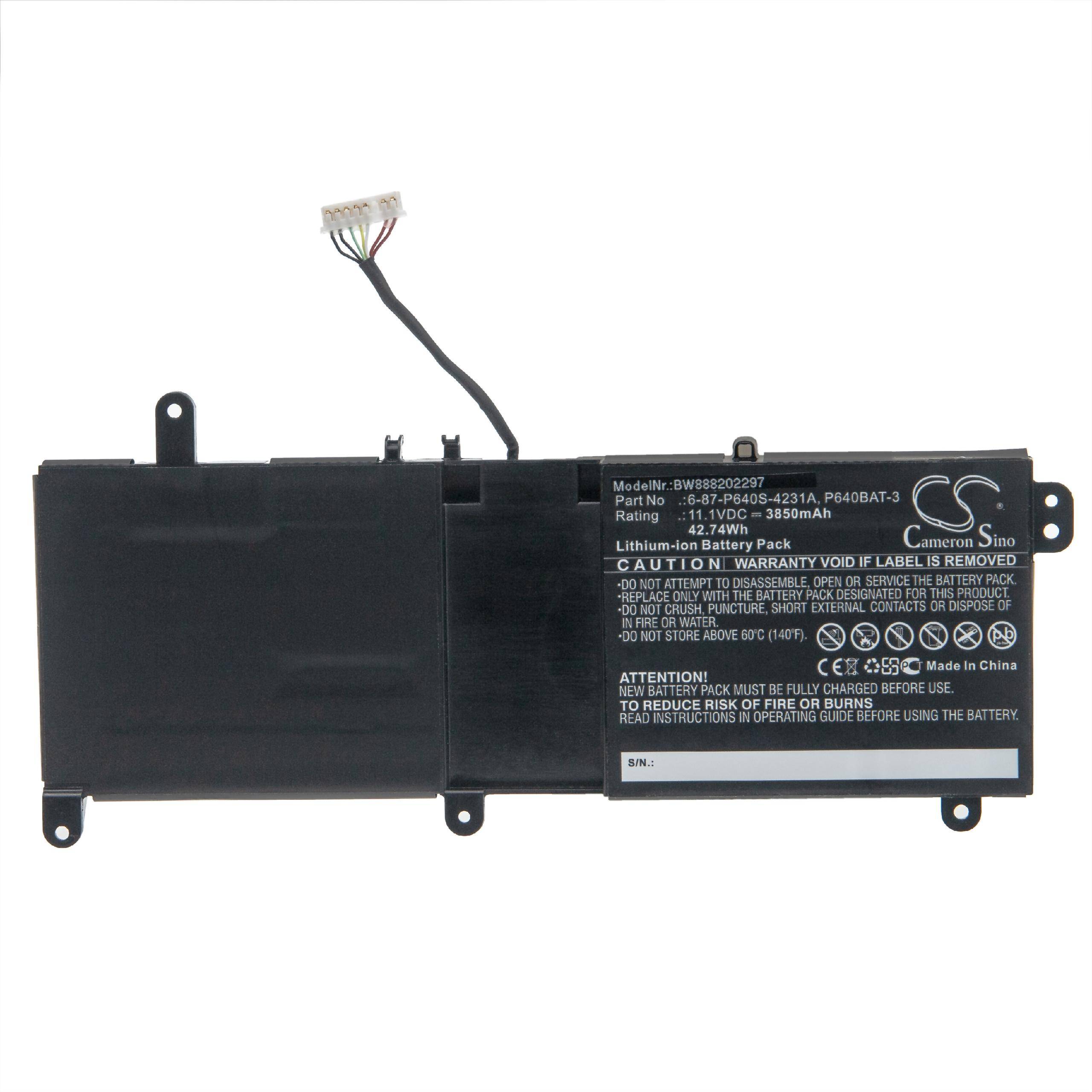 vhbw Akku kompatibel mit Schenker XMG P406, XMG P406-BWX, XMG P406-CMC, XMG P406-MCN, XMG P406-NXS Notebook (3850mAh, 11,1V, Li-Ion)