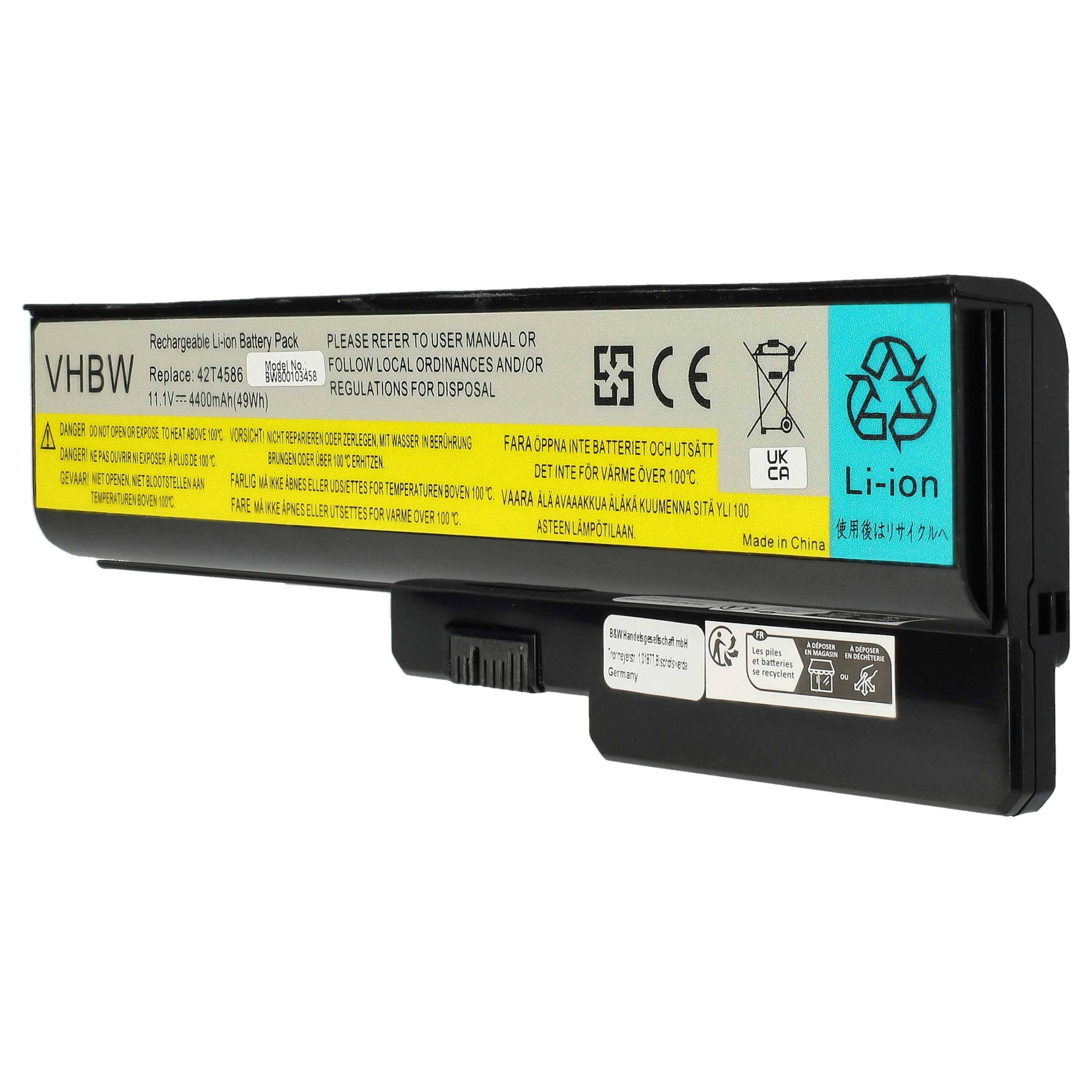 vhbw Akku Ersatz für Lenovo L08S6C02, L08S6D02, L08S6CO2, LO806D01, L08S6Y02, LO8L6C02 für Notebook (4400 mAh, 11,1 V, Li-Ion)
