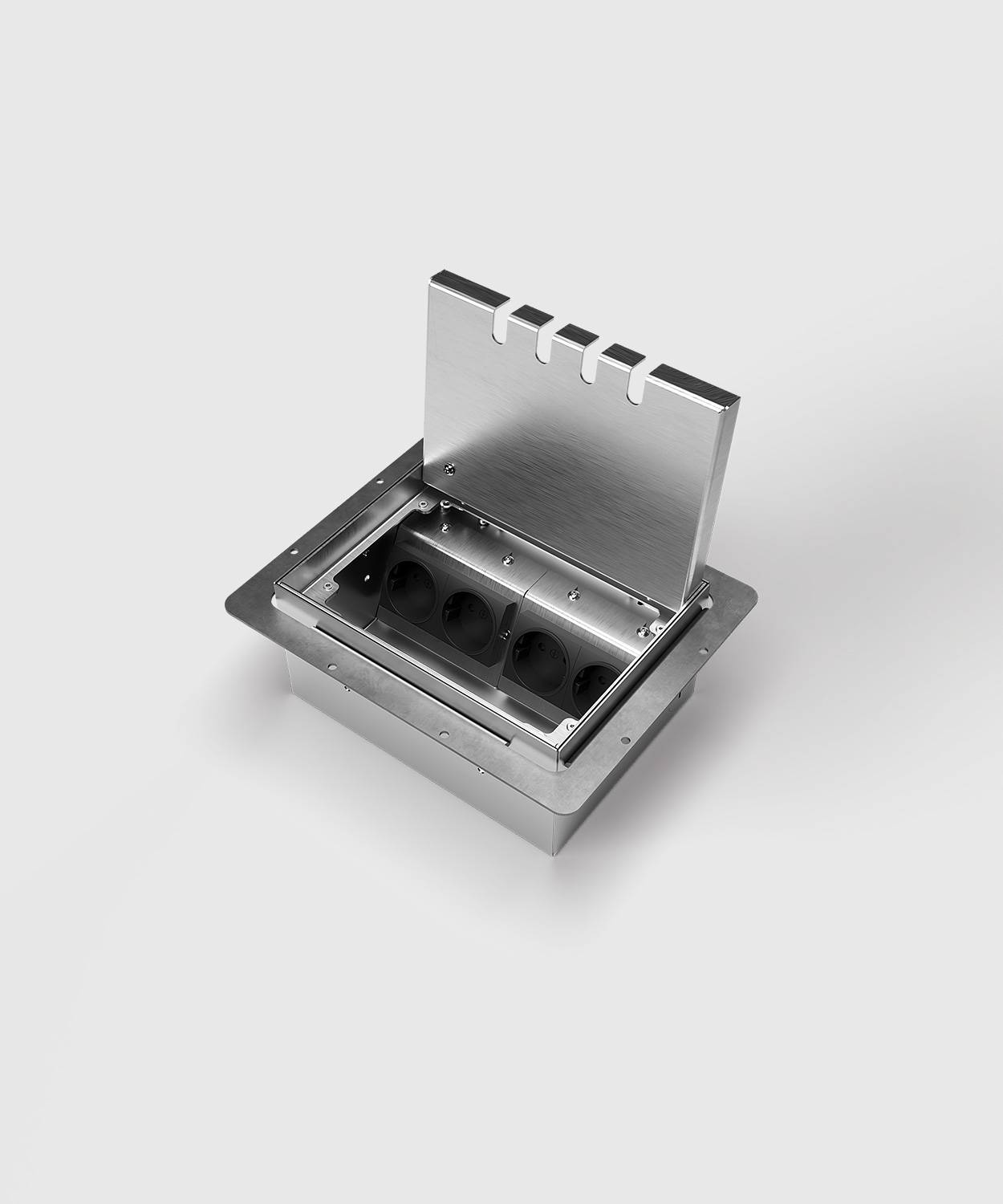 Bodensteckdose/ Bodentank 8904H; 3x Schuko, 1x RJ45 2fach,