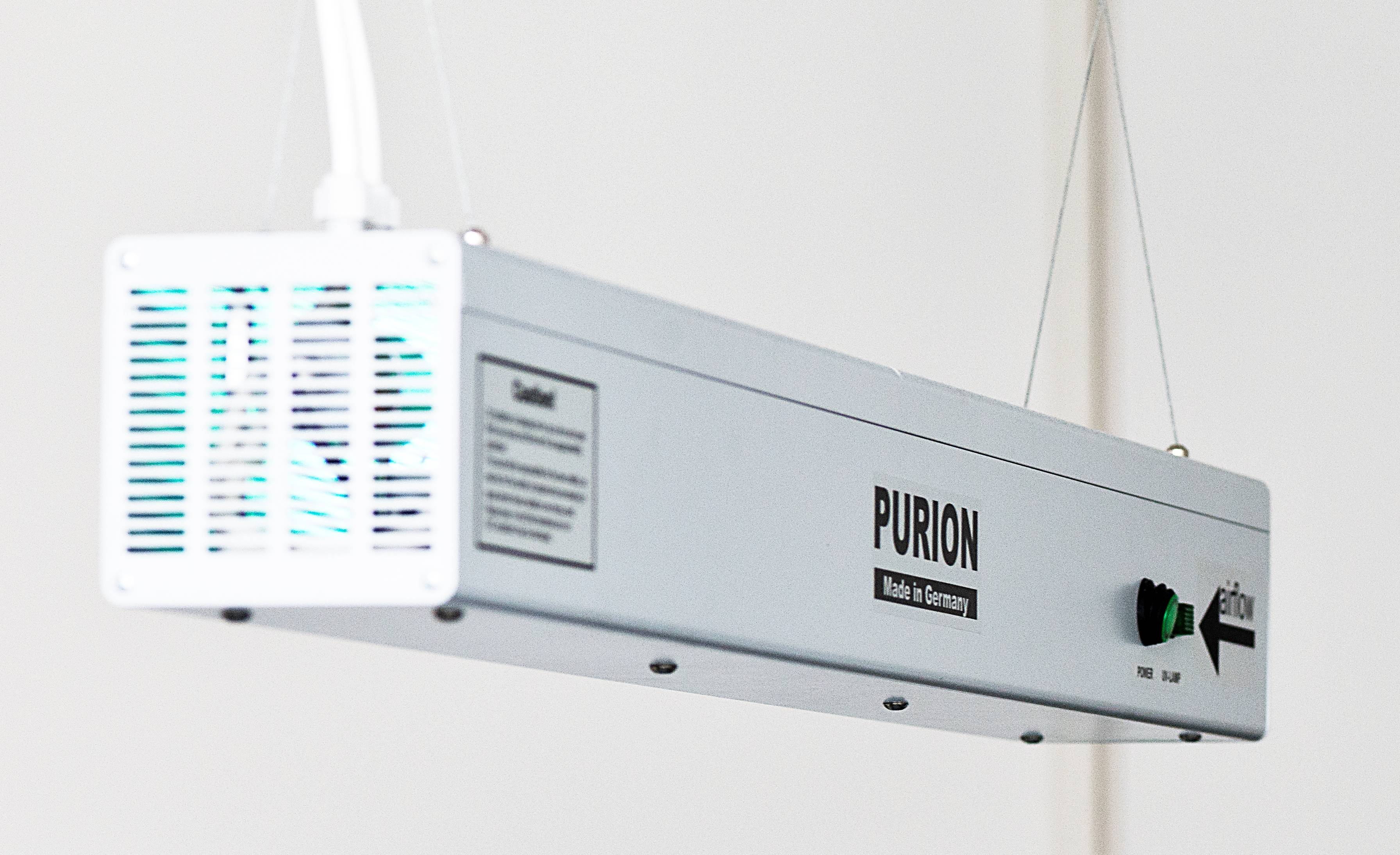 AIRPURION 90 active UVC Luftdesinfektion, integrierter Lüfter 36m³/h Durchsatz für max. 550m³ Räume WS