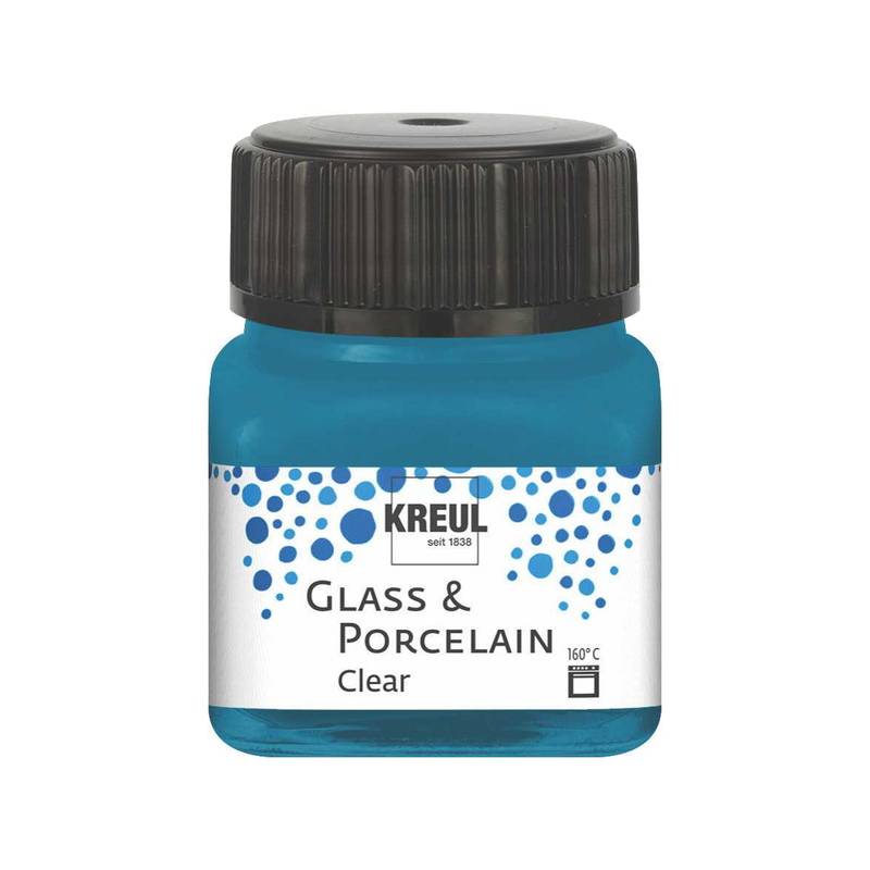 KREUL Glas- und Porzellanfarbe Clear, cyanblau, 20 ml