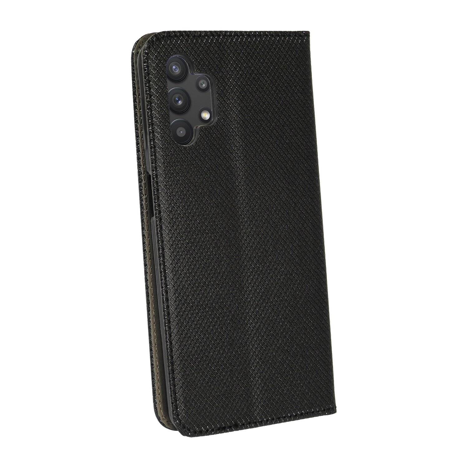 Buch Tasche "Smart" für SAMSUNG GALAXY A32 5G Handy Hülle Brieftasche Schutzhülle mit Standfunktion, Kartenfach Schwarz