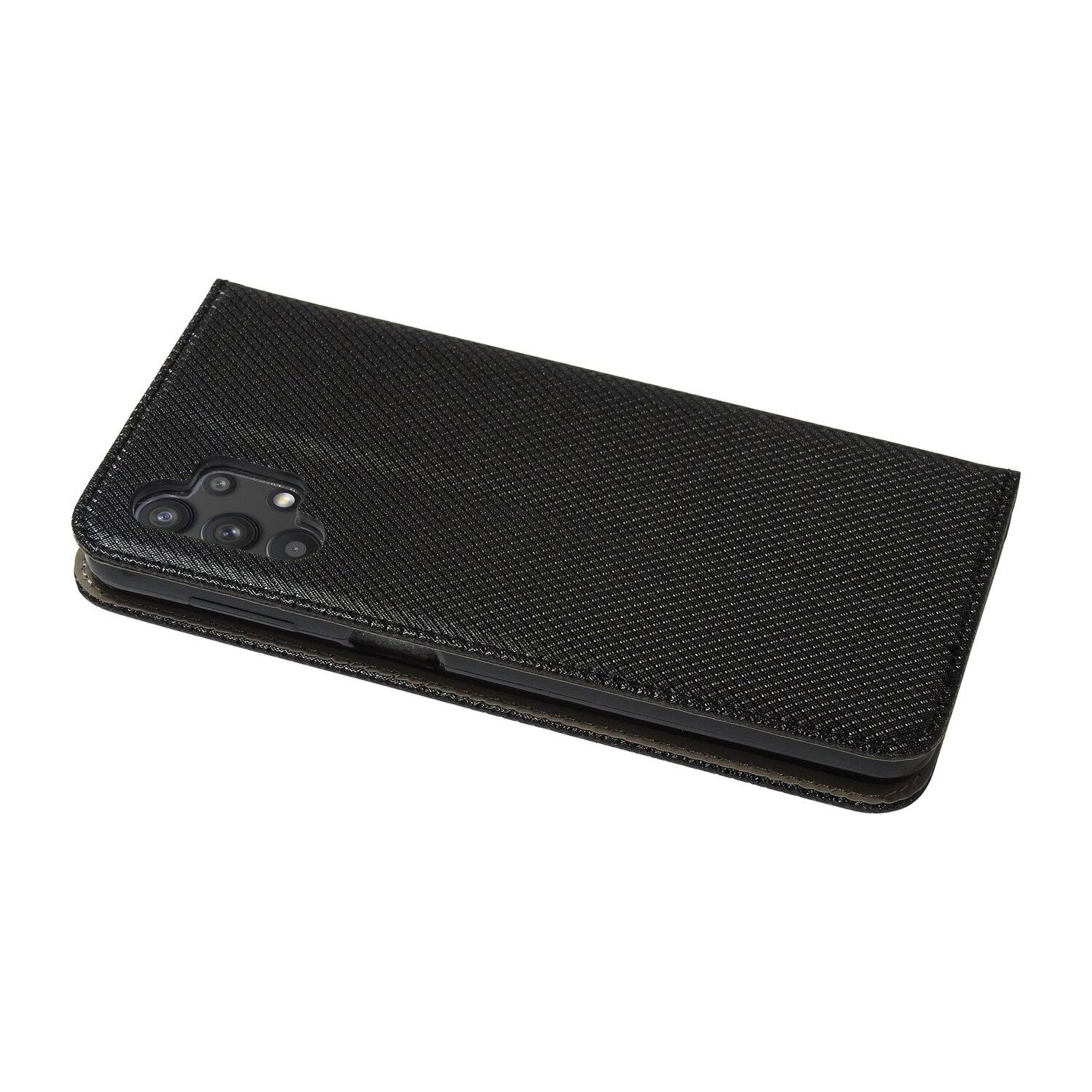 Buch Tasche "Smart" für SAMSUNG GALAXY A32 5G Handy Hülle Brieftasche Schutzhülle mit Standfunktion, Kartenfach Schwarz