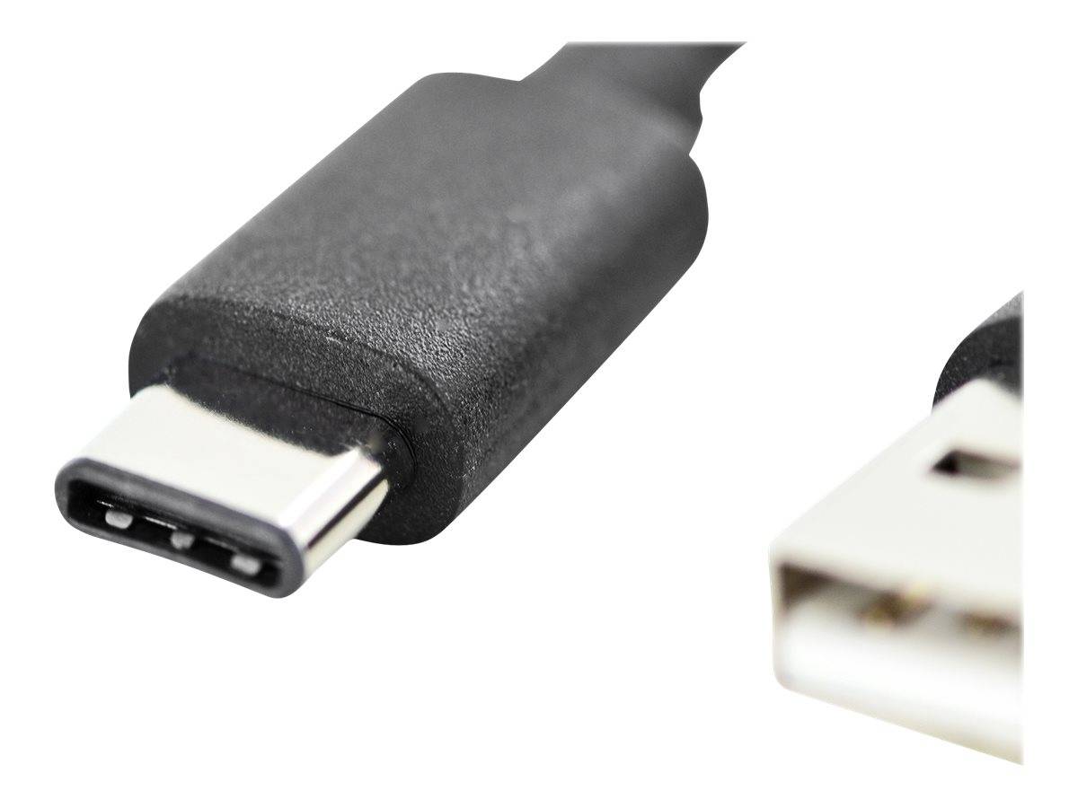 Digitus USB-Kabel USB 2.0 USB-C® Stecker, USB-A Stecker 1.00m Schwarz Flexibel AK-300154-010-S