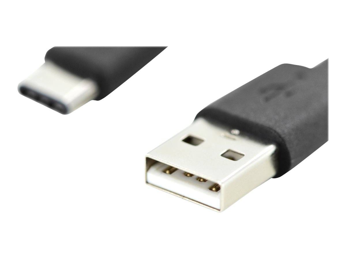 Digitus USB-Kabel USB 2.0 USB-C® Stecker, USB-A Stecker 1.00m Schwarz Flexibel AK-300154-010-S