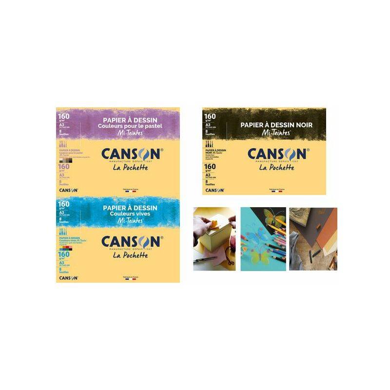 CANSON Zeichenpapier Mi-Teintes, DIN A3, Pastell Farben