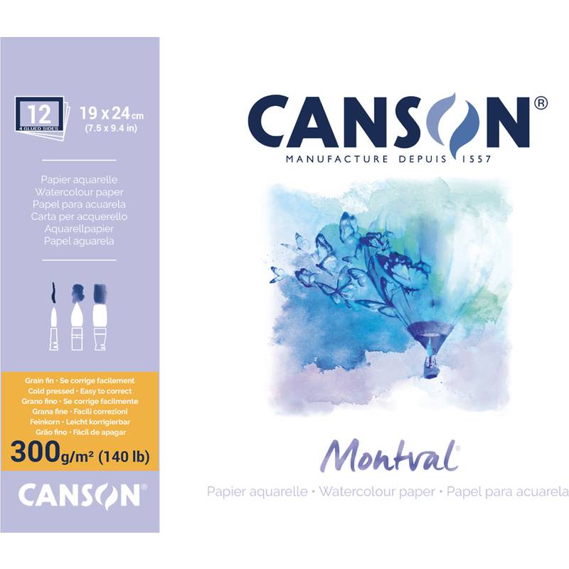 CANSON Aquarellblock "Montval", rundum geleimt, 190 x 240 mm