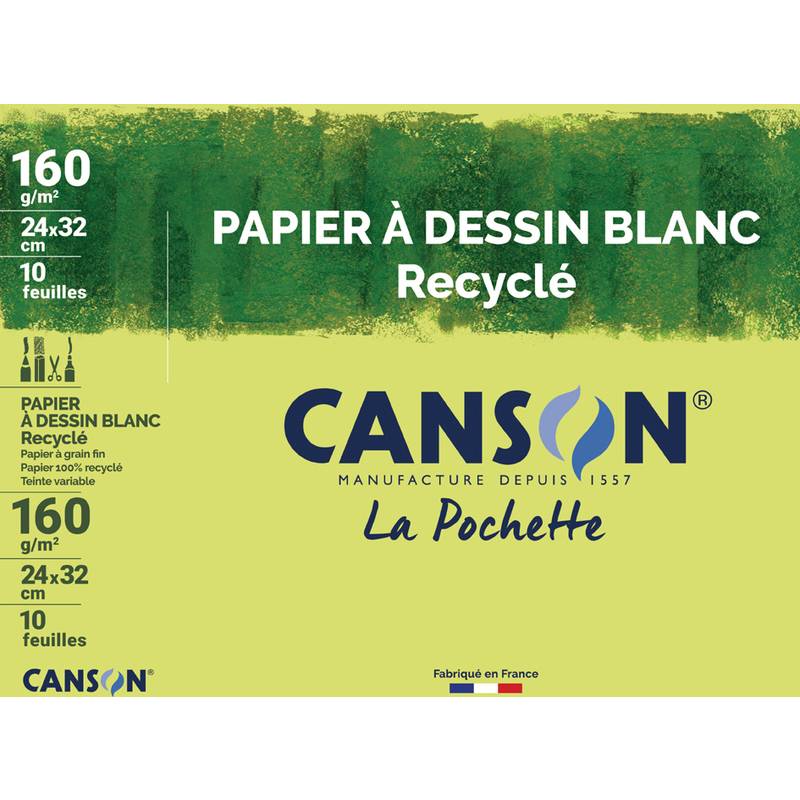 CANSON Zeichenpapier Recycling, weiß, 240 x 320 mm, 160 g/qm