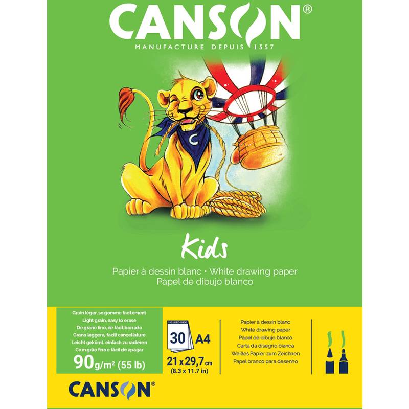 CANSON Zeichenblock Kids, DIN A4, 90 g/qm, 30 Blatt