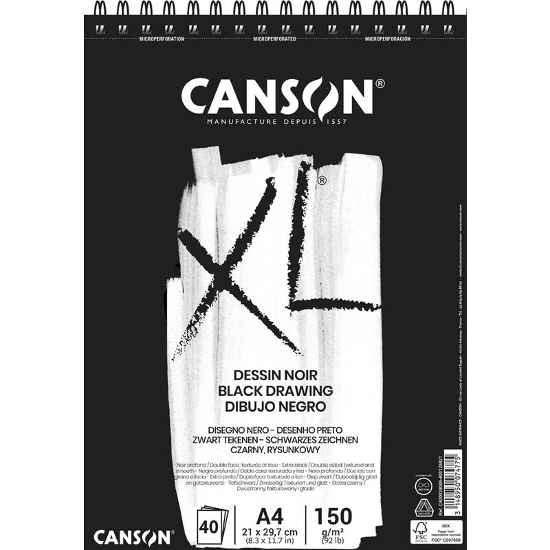 CANSON Skizzen- und Studienblock XL Black, DIN A4, schwarz