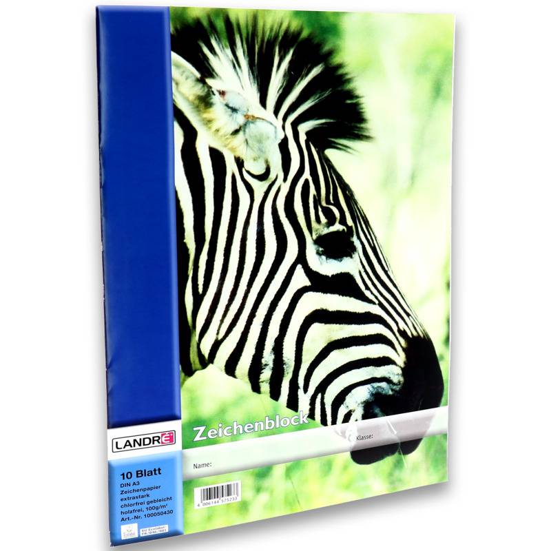LANDRÉ Zeichenblock DIN A3, 100 g/qm, 10 Blatt, perforiert