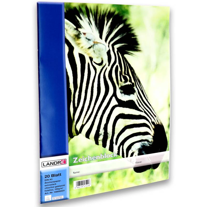LANDRÉ Zeichenblock DIN A3, 100 g/qm, 20 Blatt, perforiert