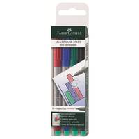 Faber-Castell MULTIMARK 1524 - Marker - nicht dauerhaft - 0.4 mm - extrafein - mit Radierer (Packung mit 4)