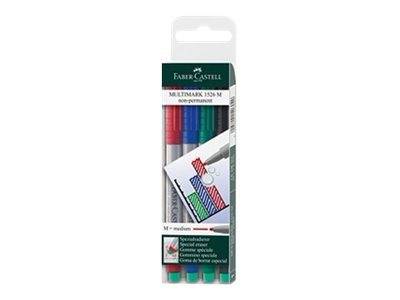 FABER-CASTELL MULTIMARK 1526 - Marker - nicht dauerhaft - 1 mm - Mittel - mit Radierer (Packung mit 4)