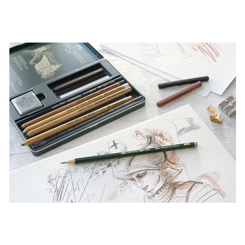 FABER-CASTELL PITT MONOCHROME Set klein, 12-teiliges Etui