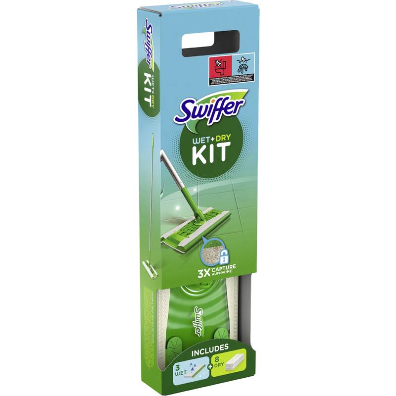 Swiffer Starter-Set Bodenwischer, Trocken-/Nass-Wischtücher