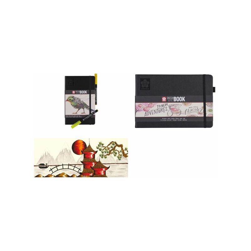 SAKURA Skizzenbuch/Notizbuch, 90 x 140 mm, schwarz/cremeweiß