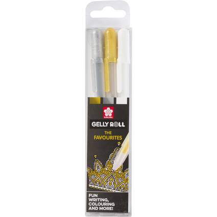Gelly Roll: Die Favoriten-Stiftpackung mit Gelstiften in Silber, Gold und Weiß, ideal zum Schreiben, Kolorieren und vielem mehr.