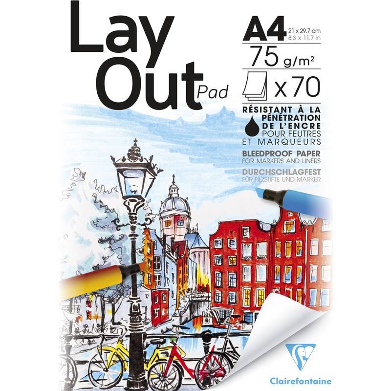 Clairefontaine Layoutblock, DIN A4, blanko, 75 g/qm, weiß