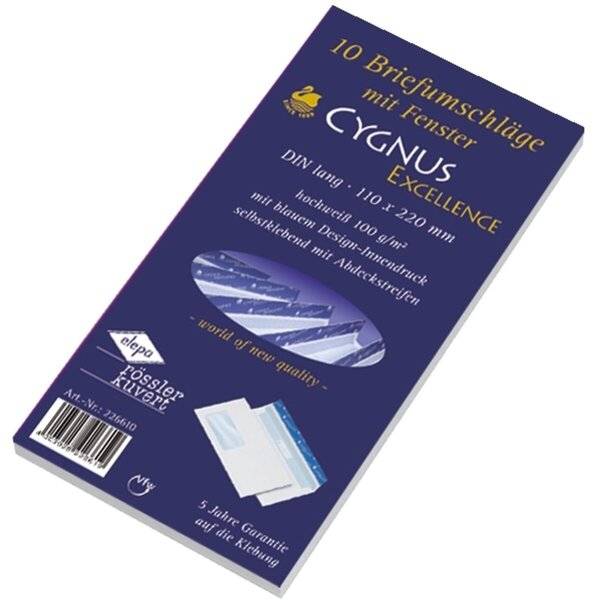 Briefumschlag DL haftkebend weiß Offset 100g 10 Stück mit Fenster.