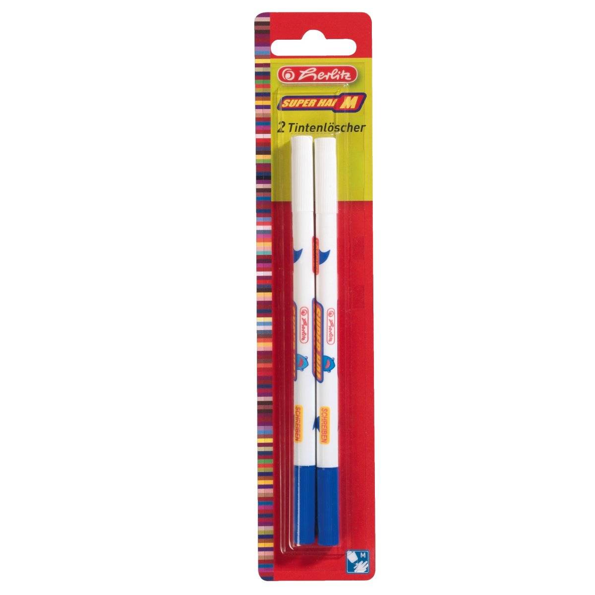 Herlitz SUPER HAI - Tintenlöschstift mit Überschreibspitze - nicht dauerhaft - Blau - 1 mm - Mittel (Packung mit 2)