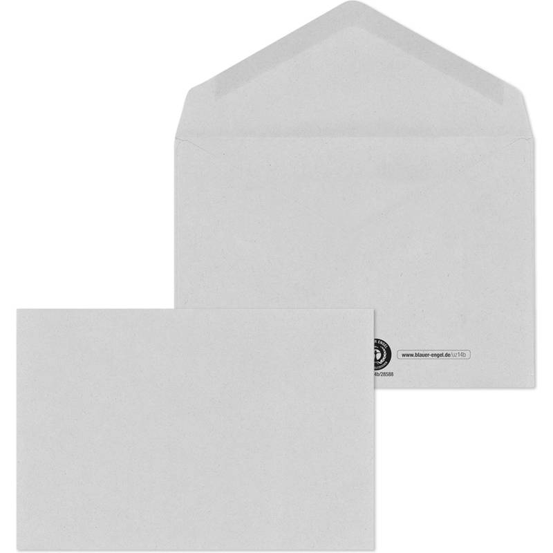 MAILmedia Briefumschläge C6, naßklebend, Recycling grau