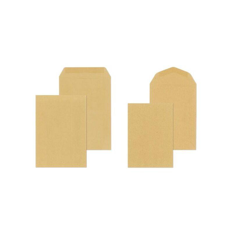 Zwei braune Umschläge, einer geöffnet und einer geschlossen, mit entsprechenden Papierblättern daneben. Die Umschläge liegen nebeneinander auf weißem Hintergrund.