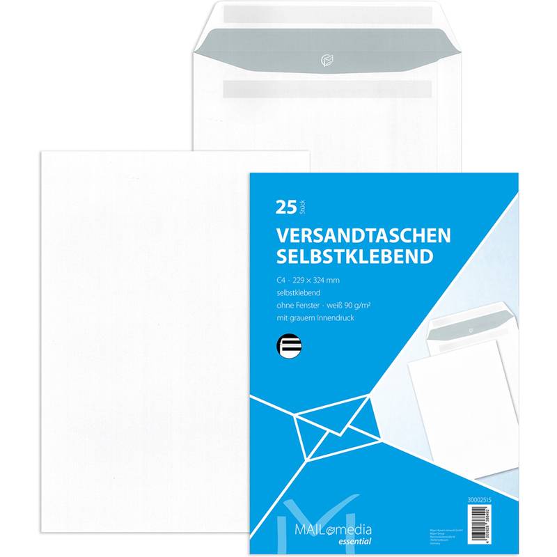 MAILmedia Versandtasche weiß, C4, ohne Fenster,selbstklebend