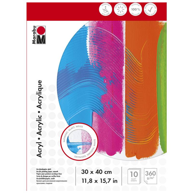 Marabu Acrylmalblock, 300 x 400 mm, 360 g/qm, 10 Blatt