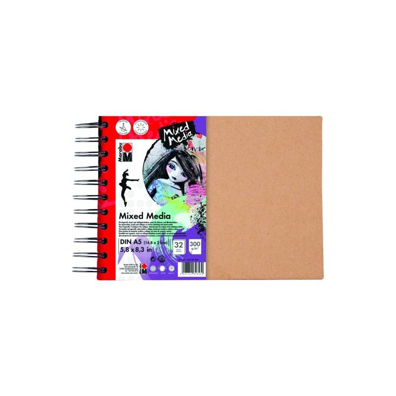 Marabu Spiralbuch "Mixed Media", DIN A5, 300 g/qm, 32 Blatt