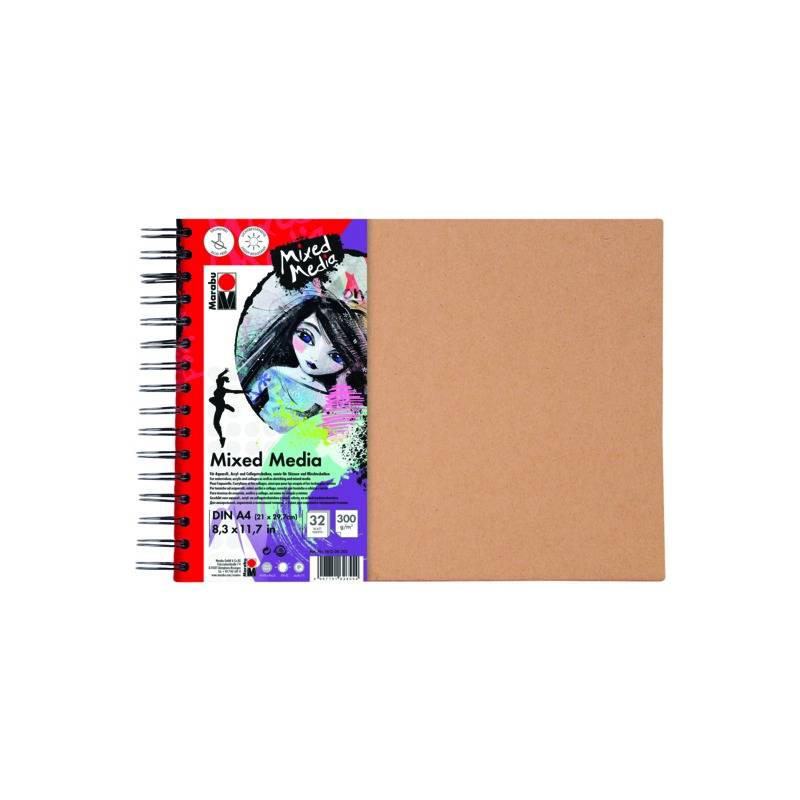 Marabu Spiralbuch "Mixed Media", DIN A4, 300 g/qm, 32 Blatt