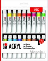 MARABUWERKE - Marabu Acryl Basic, Multi, Acrylfarbe, Flüssigkeit, 12 ml, 18 Stück(e)