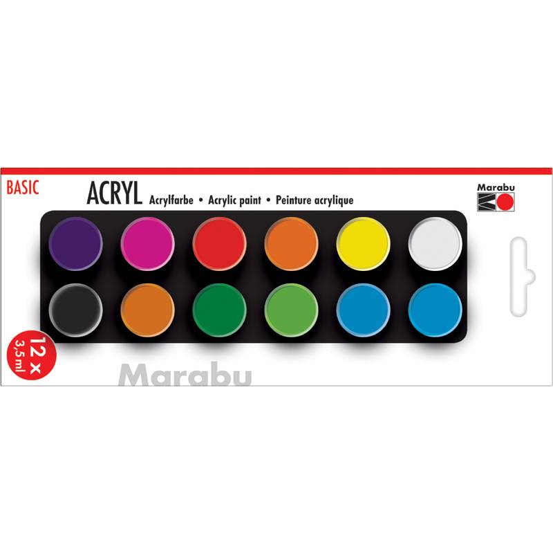 Marabu Acrylfarben-Set "BASIC", 12 x 3,5 ml