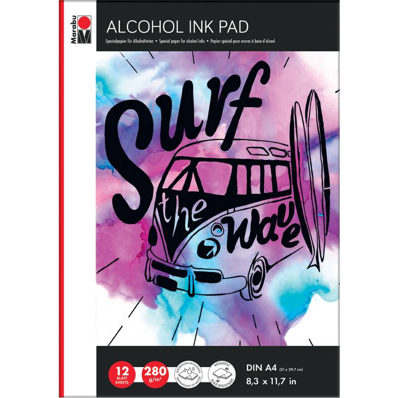 Marabu Spezialpapierblock Alcohol Ink Pad, DIN A4, 280 g/qm