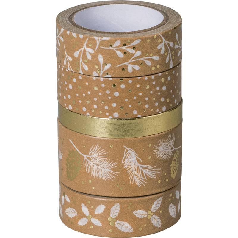 HEYDA Deko-Klebeband Natur, gold / weiß