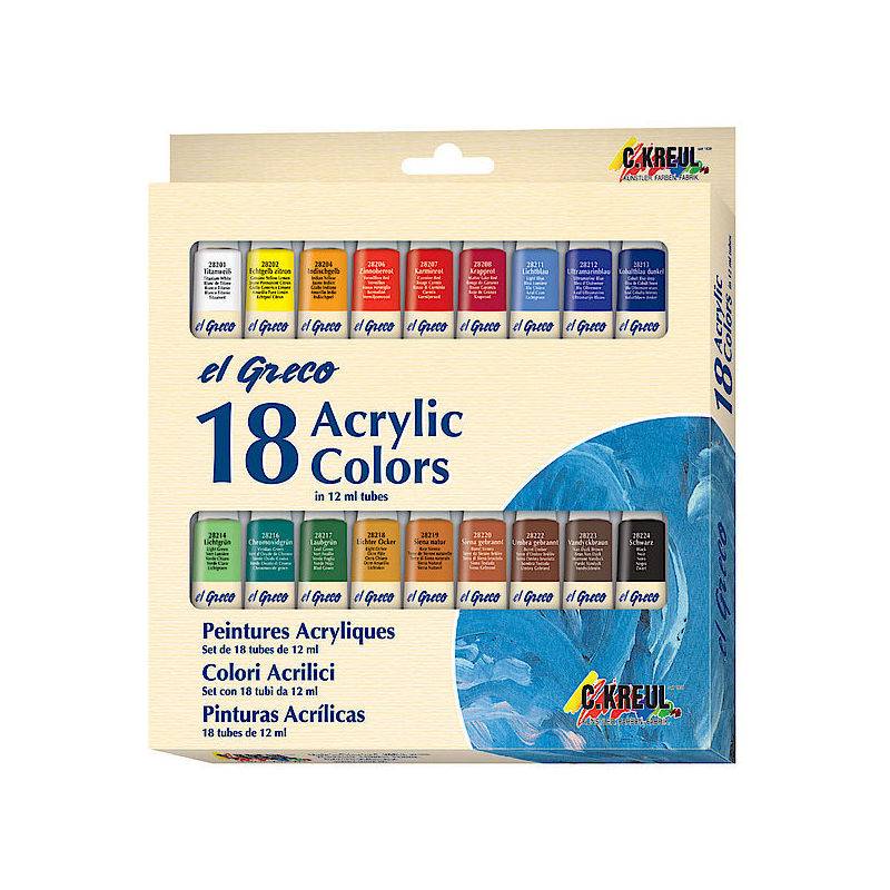 KREUL Acrylfarbe el Greco, 12 ml, 18er-Set
