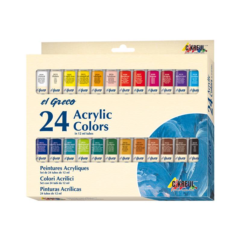 KREUL Acrylfarbe el Greco, 12 ml, 24er-Set