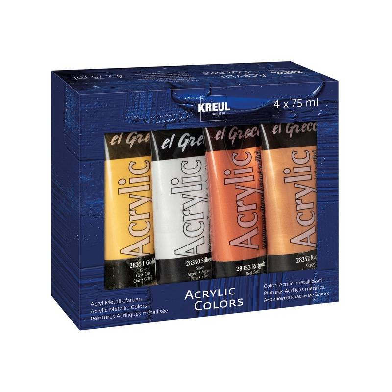 KREUL Acrylfarbe el Greco Acrylic Metallic, 75 ml, 4er-Set