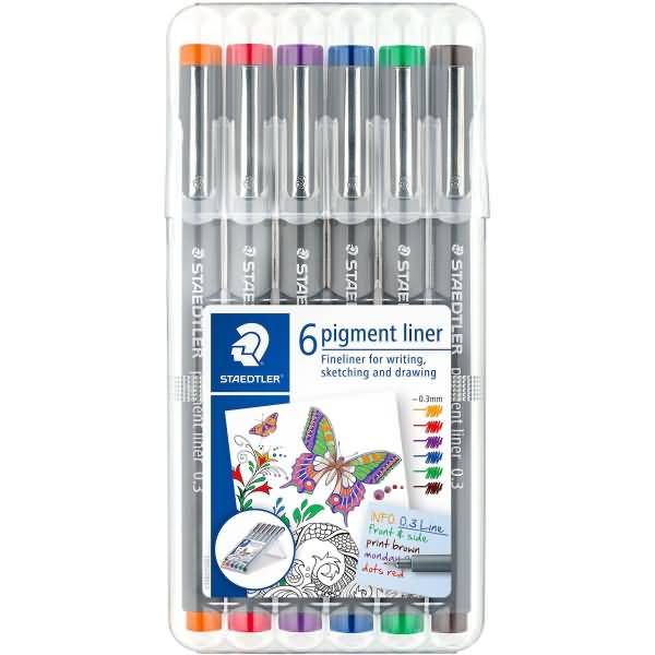 Pigment liner 0,3mm farbig sortiert VE=6 Stück