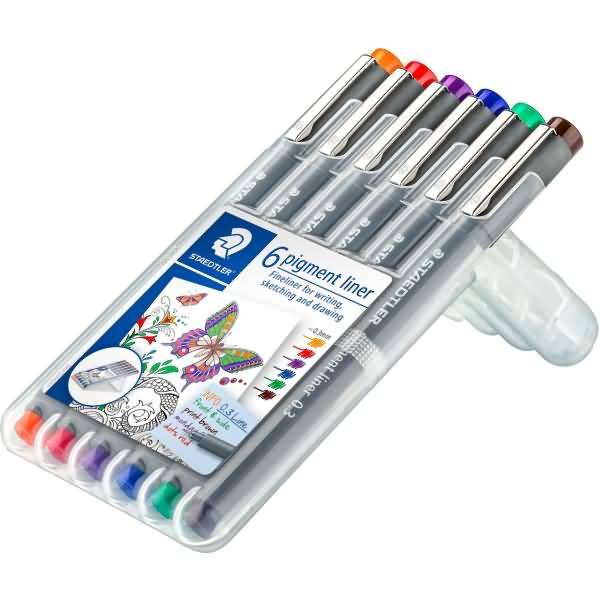 Pigment liner 0,3mm farbig sortiert VE=6 Stück