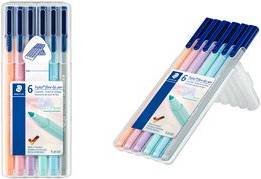 STAEDTLER Fasermaler triplus color pastel, 6er Etui Strichstärke: 1,0 mm, dreieckig, DRY SAFE, in patentierter