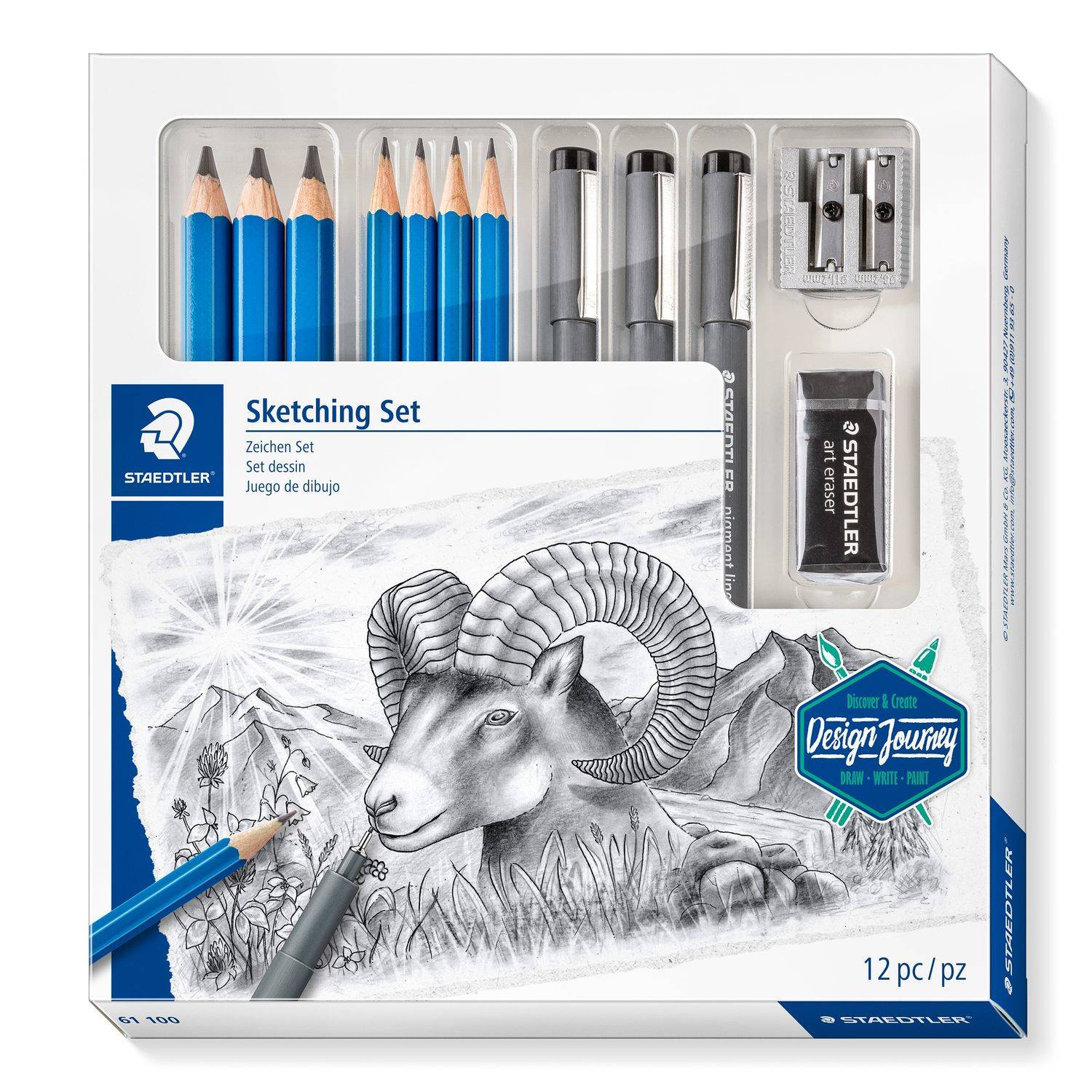 Staedtler 100, Multi, Blau, Grau, 7 Stück(e)