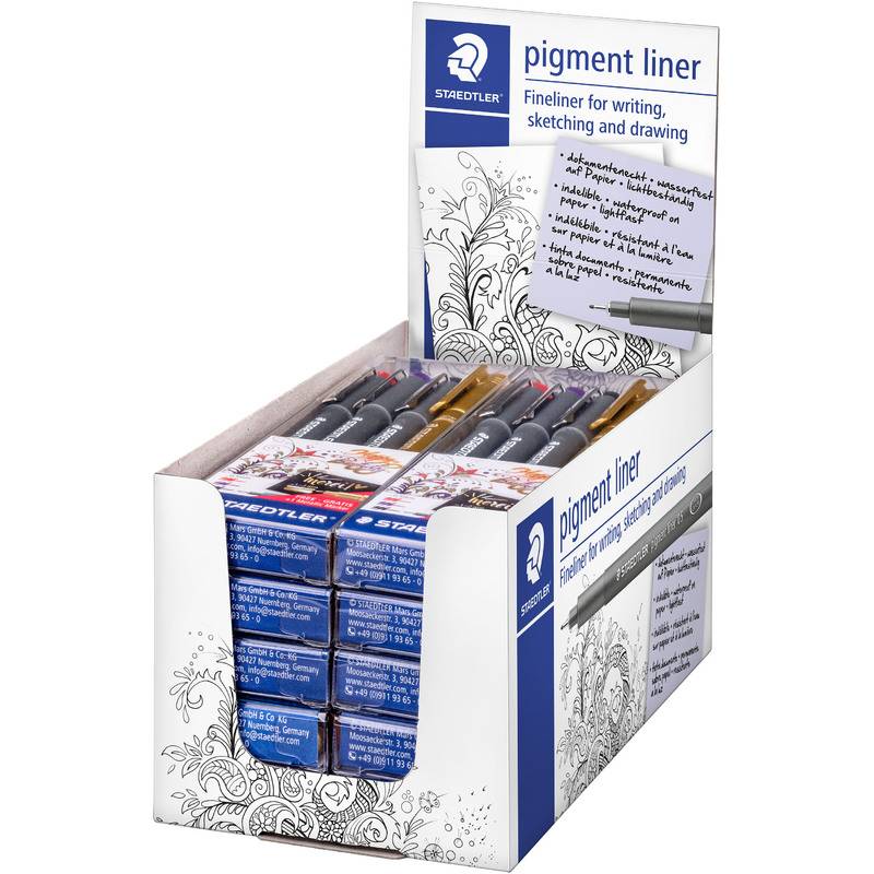 STAEDTLER Pigmentliner, 3er Set +gratis Metallic-Marker,Etui