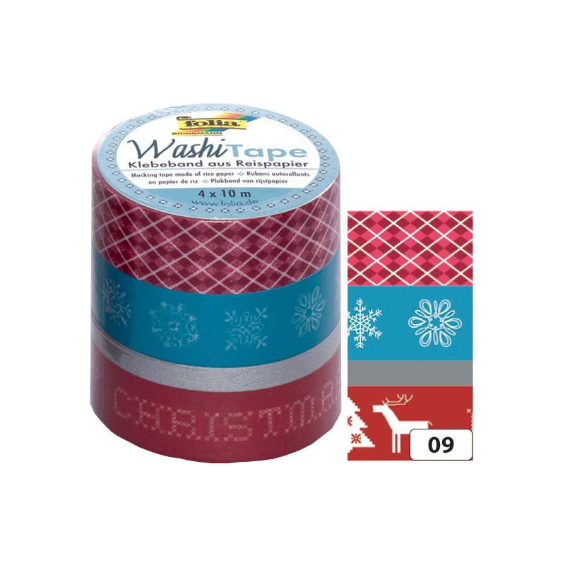 folia Deko-Klebeband Washi-Tape WEIHNACHTEN RETRO, 4er Set