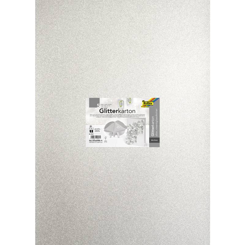 folia Glitterkarton, 500 x 700 mm, 300 g/qm, silber