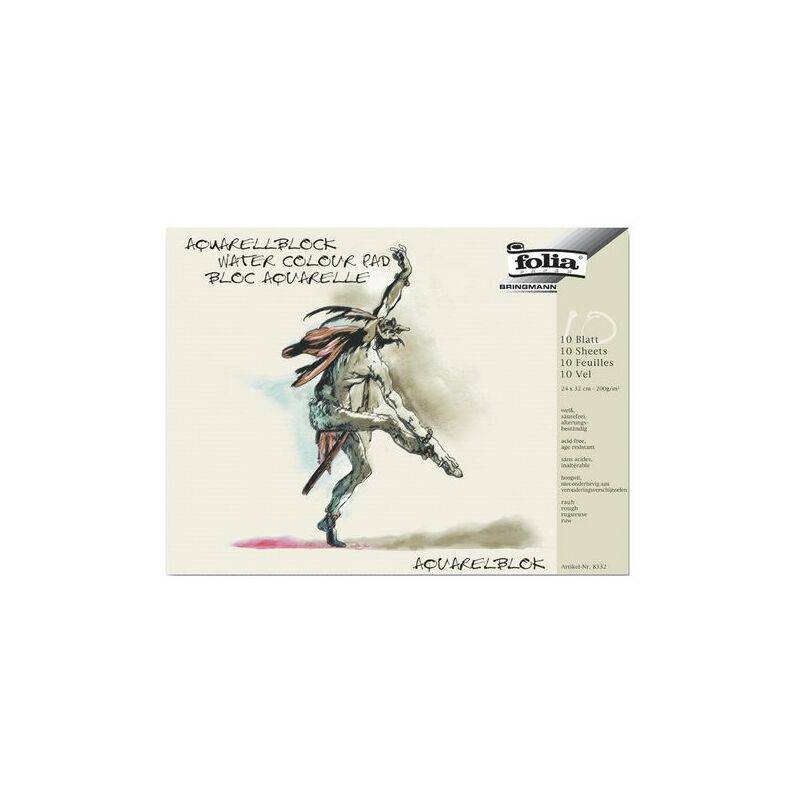 folia Aquarellblock, rauh, 300 x 400 mm, 200 g/qm, weiß