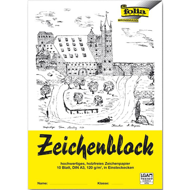 folia Zeichenblock, DIN A4, 120 g/qm, 10 Blatt